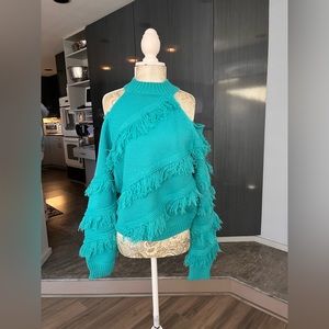 NWT Fashion Nova Blue Sweater w/ Fringe